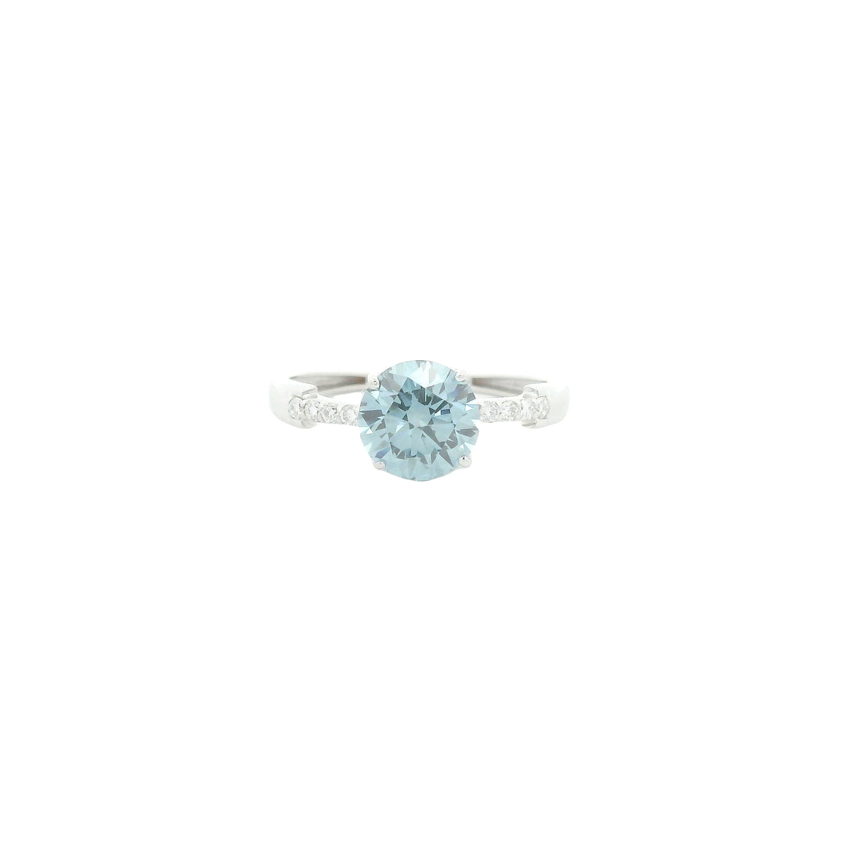1.64 Carats Blue Lab Grown Diamond 14K Gold Ring