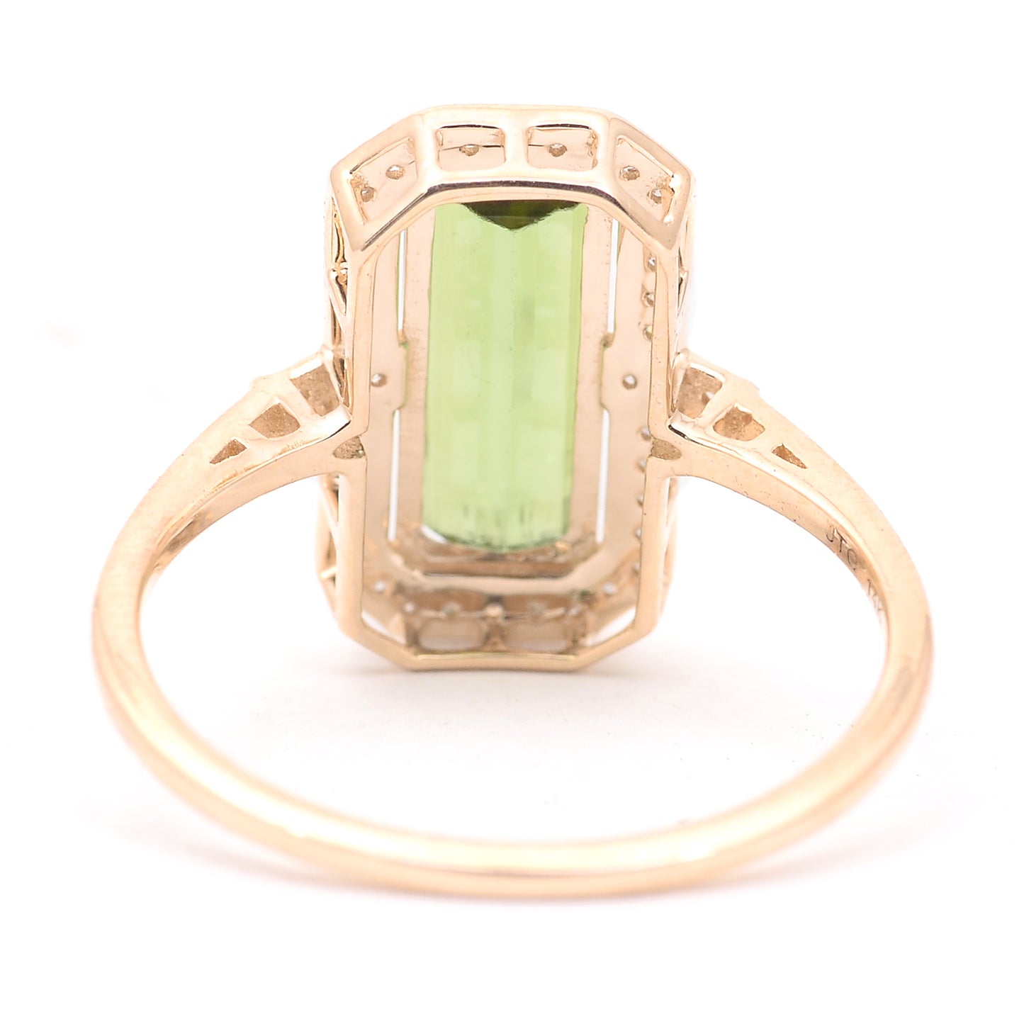 2.18 Ct Rectangle Step Cut Natural Tourmaline 14K Gold Ring