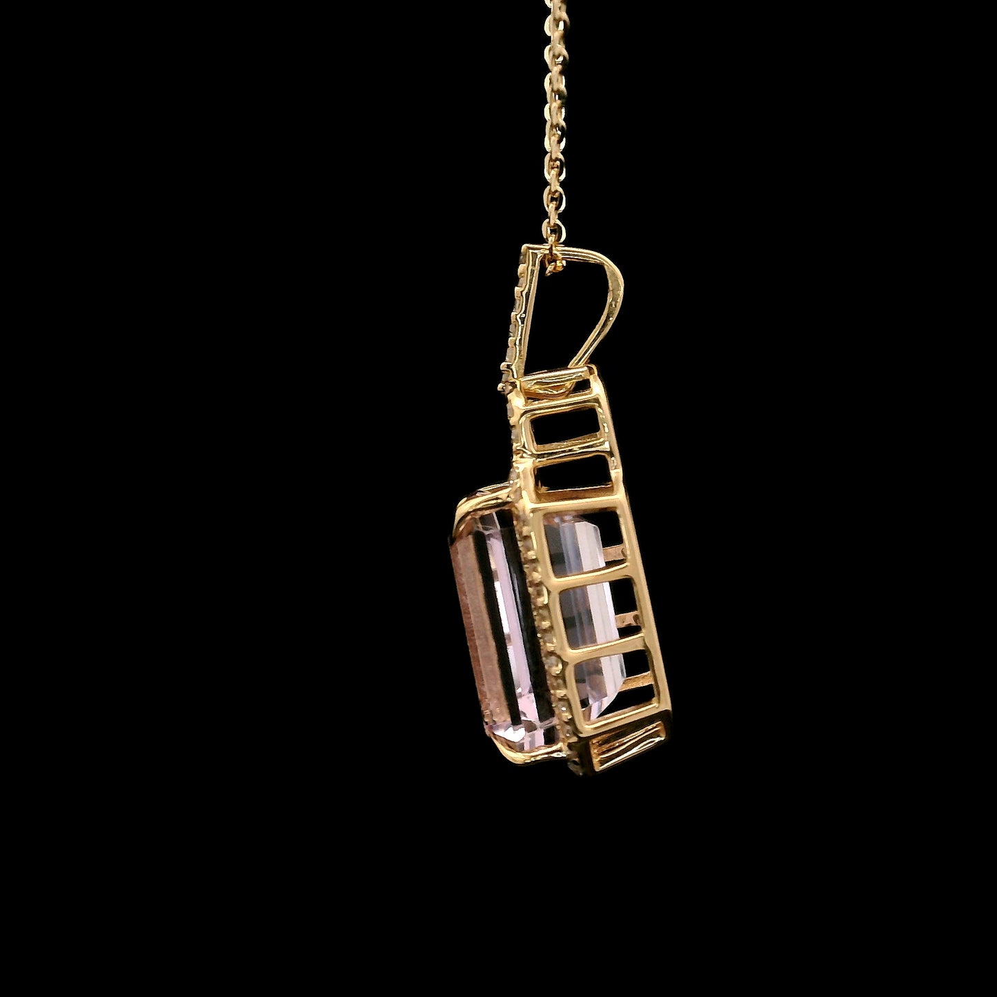 5.51 Ct Octagon Kunzite 14K Gold Pendant