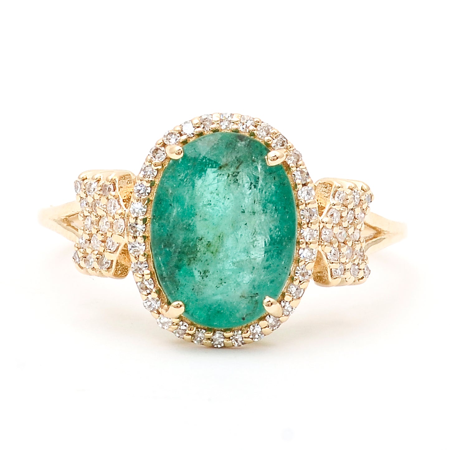 2.53 Ct Oval Natural Emerald 14K Gold Ring
