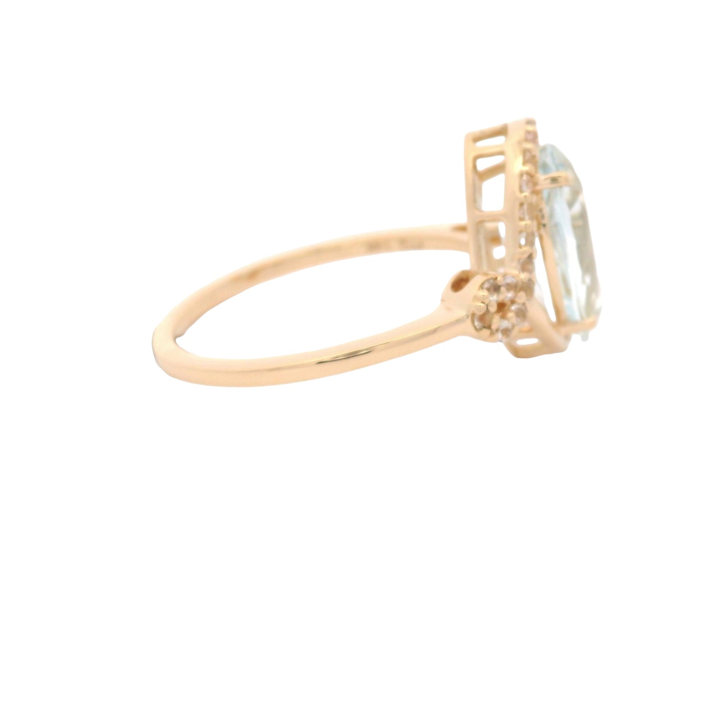 2.15 Ct Pear Aquamarine 14K Gold Ring