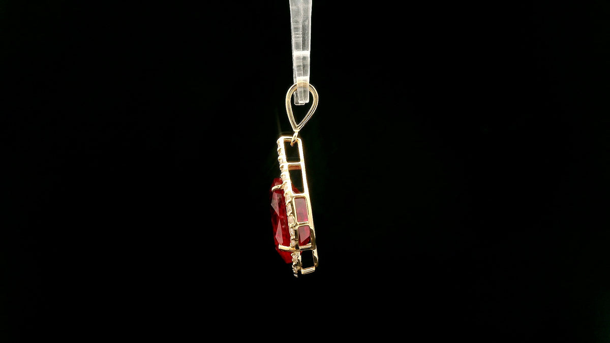 4.64 Ct Oval Lab Grown Ruby 14K Gold Pendant