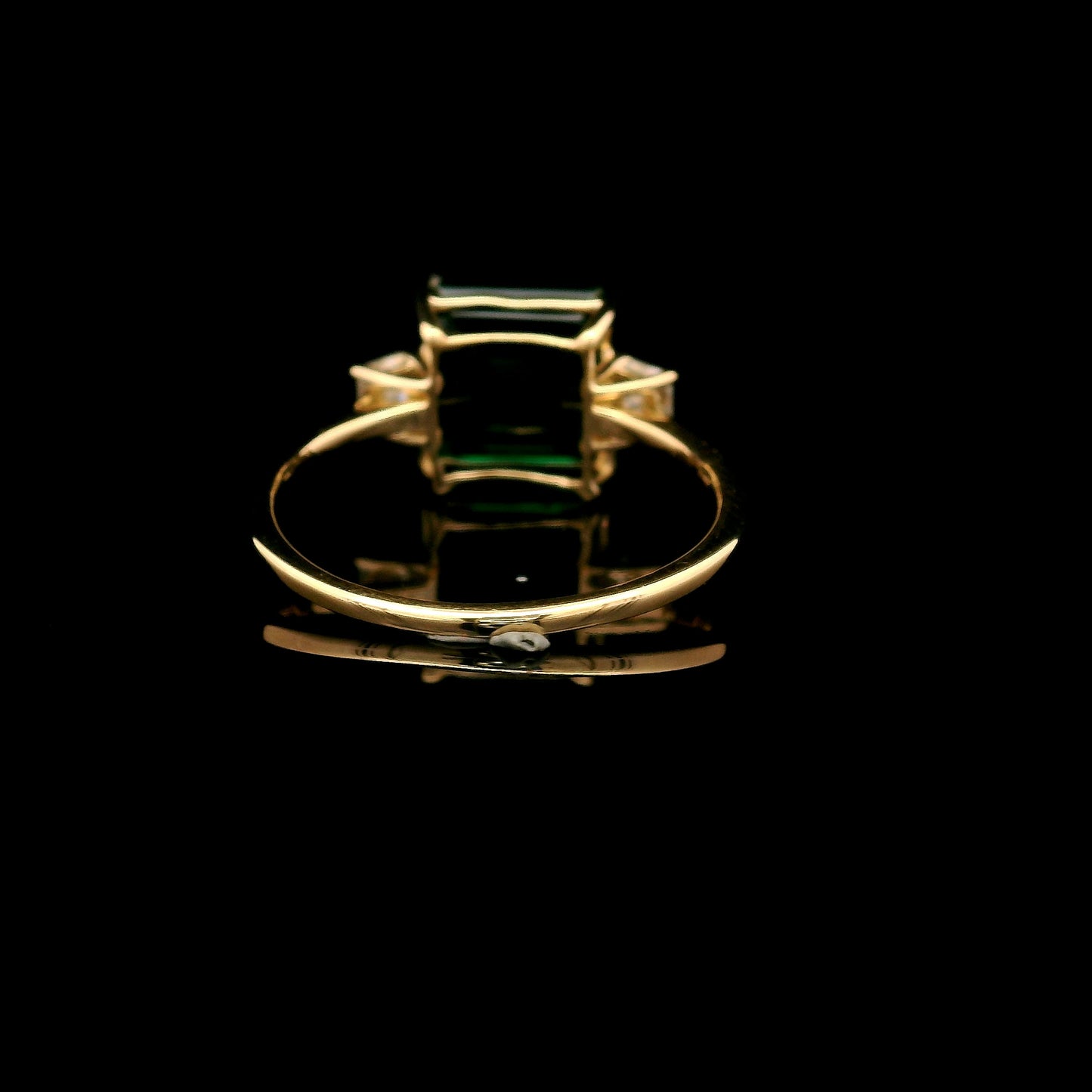 3.01 Ct Square Emerald Cut Lab Grown Emerald 14K Gold Ring