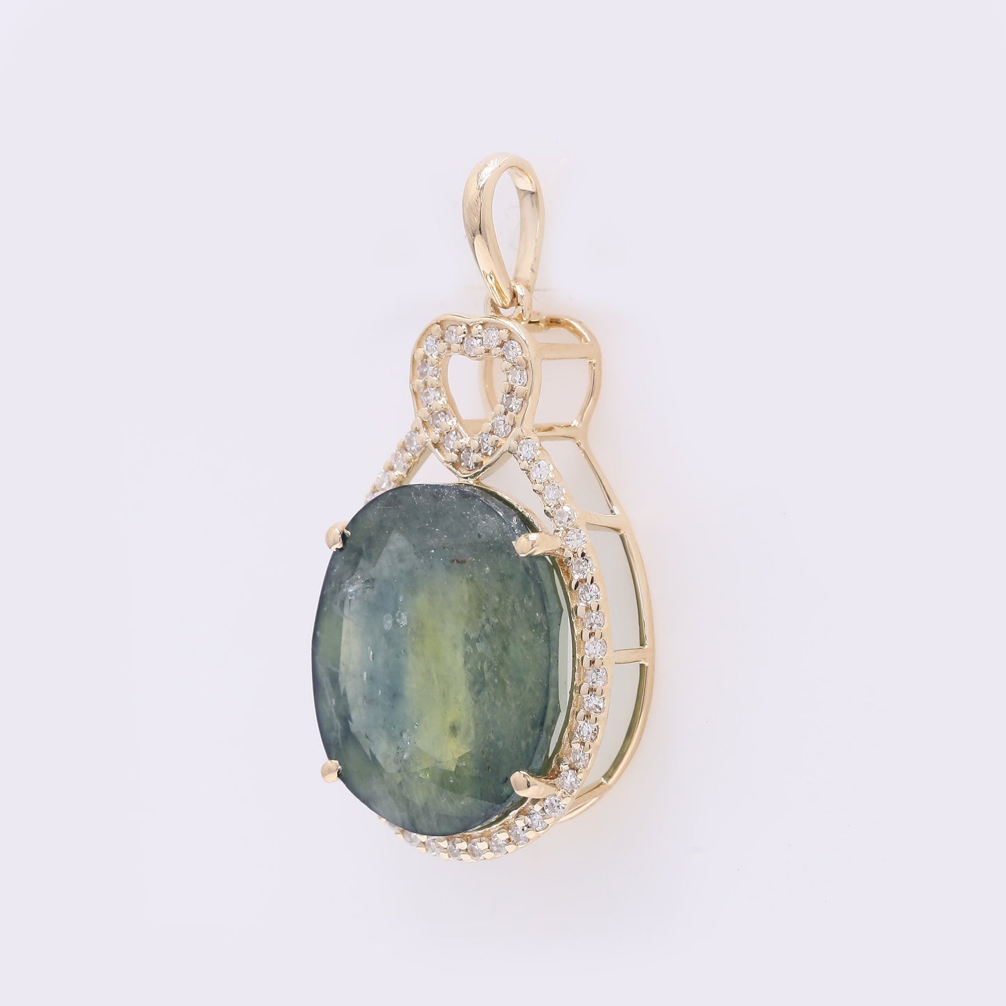9.62 Ct Oval Mixed Cut Natural Sapphire 14K Gold Pendant
