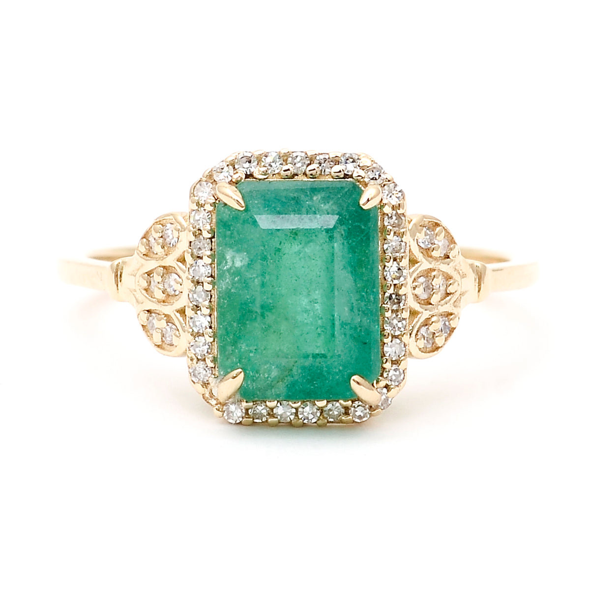 2.61 Ct Octagon Natural Emerald 14K Gold Ring