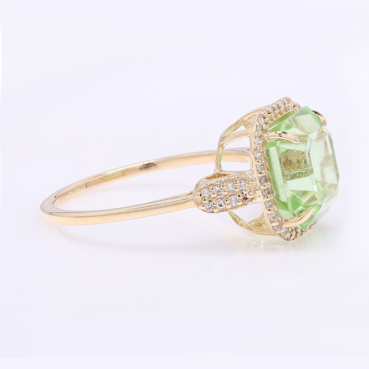 4.75 Ct Octagon Step Cut Natural Peridot 14K Gold Ring