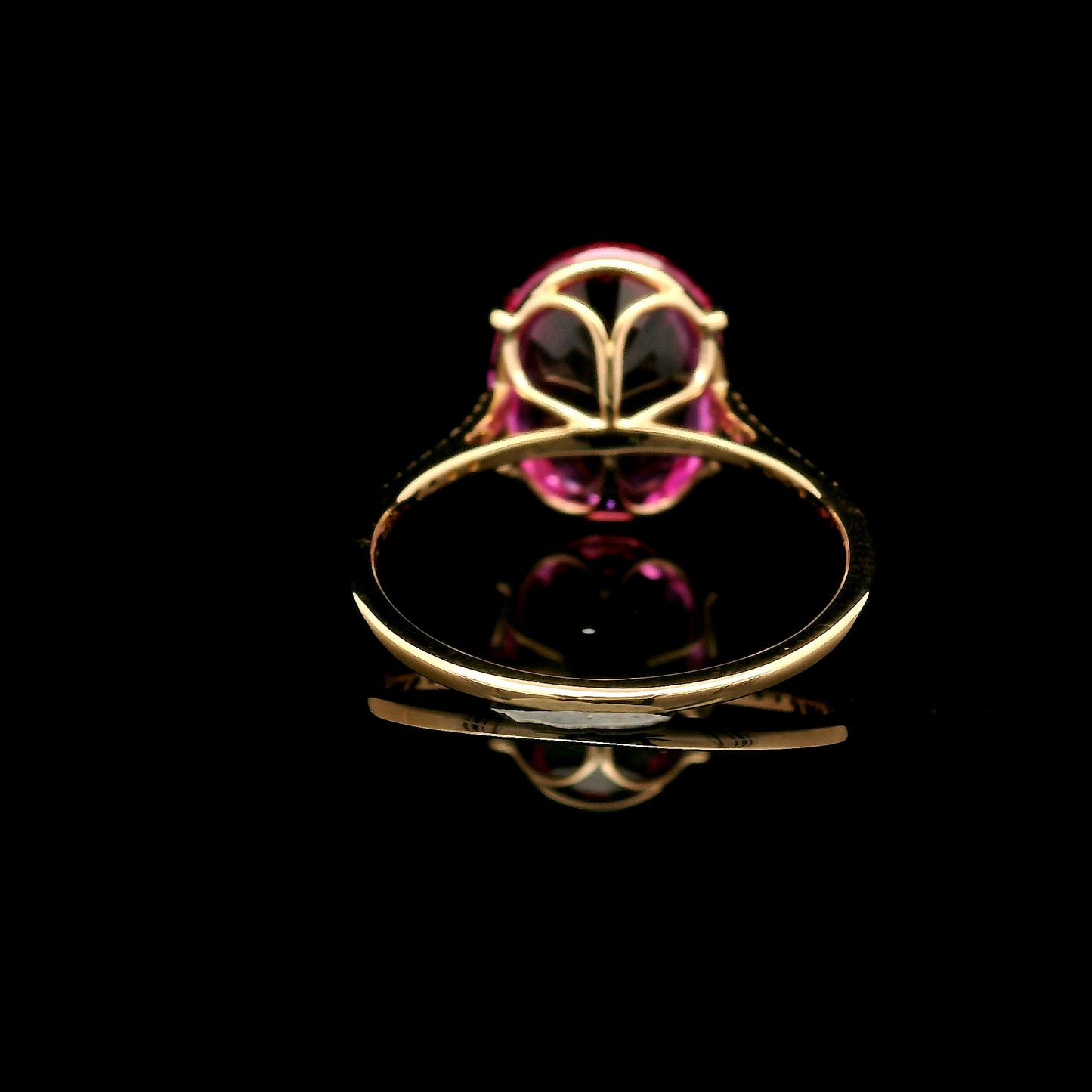 6.50 Ct Oval Mixed Cut Lab Grown Pink Sapphire 14K Gold Ring