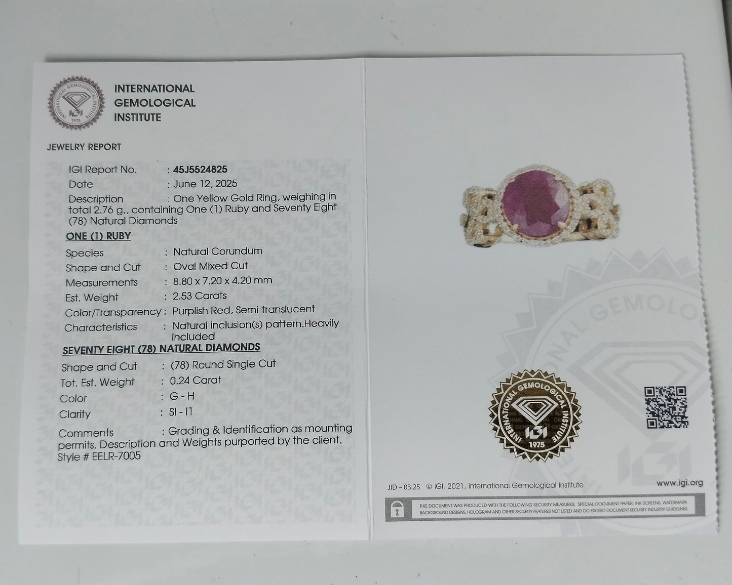 2.77 Ct Oval Mixed Cut Natural Corundum Ruby 14K Gold Ring