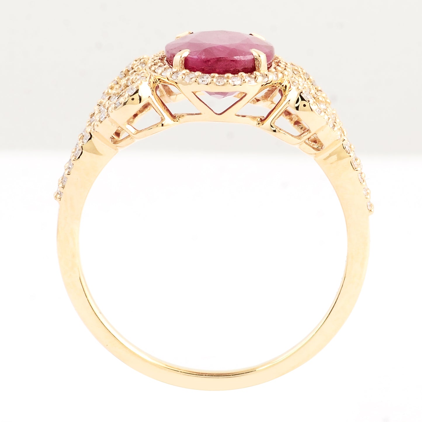 2.61 Ct Oval Mixed Cut Natural Corundum Ruby 14K Gold Ring