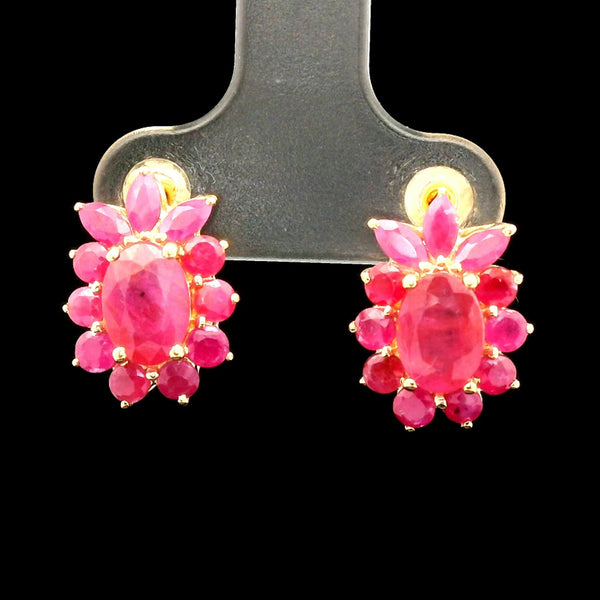 2.99 Ct Oval Ruby 14K Gold Earrings