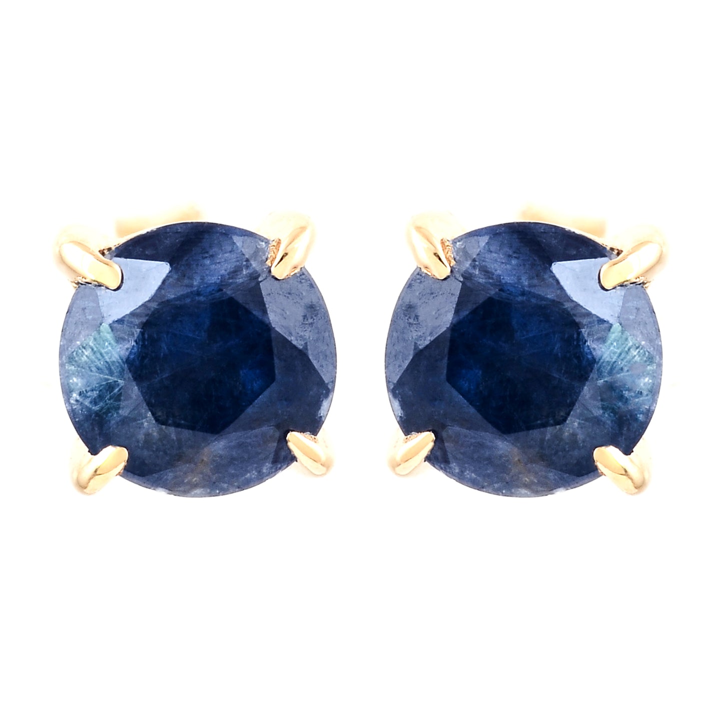 1.40 Ct Round Sapphire 14K Gold Earrings