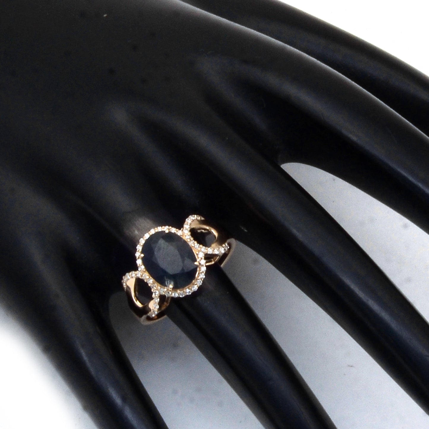3.22 Ct Oval Mixed Cut Natural Sapphire 14K Gold Ring