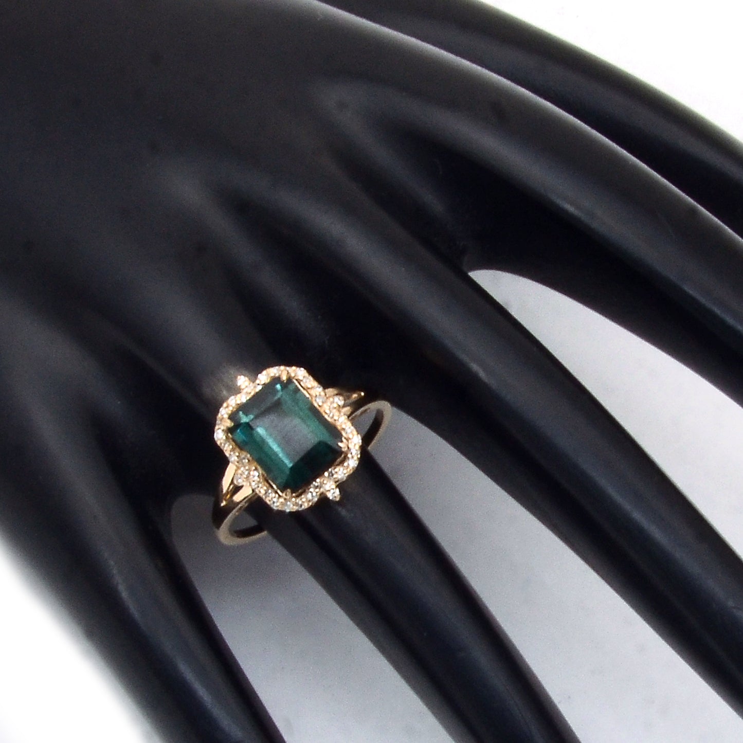 2.92 Ct Octagon Step Cut Natural Tourmaline 14K Gold Ring