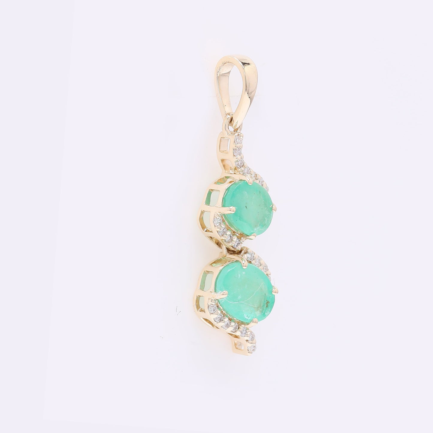 1.15 Ct Oval Mixed Cut Natural Emerald 14K Gold Pendant