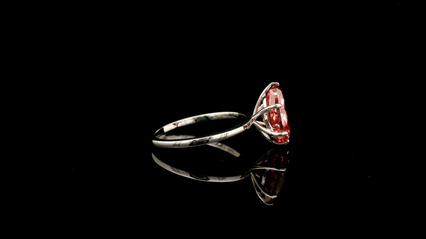 3.00 Carats Pink Lab Grown Diamond 14K Gold Ring