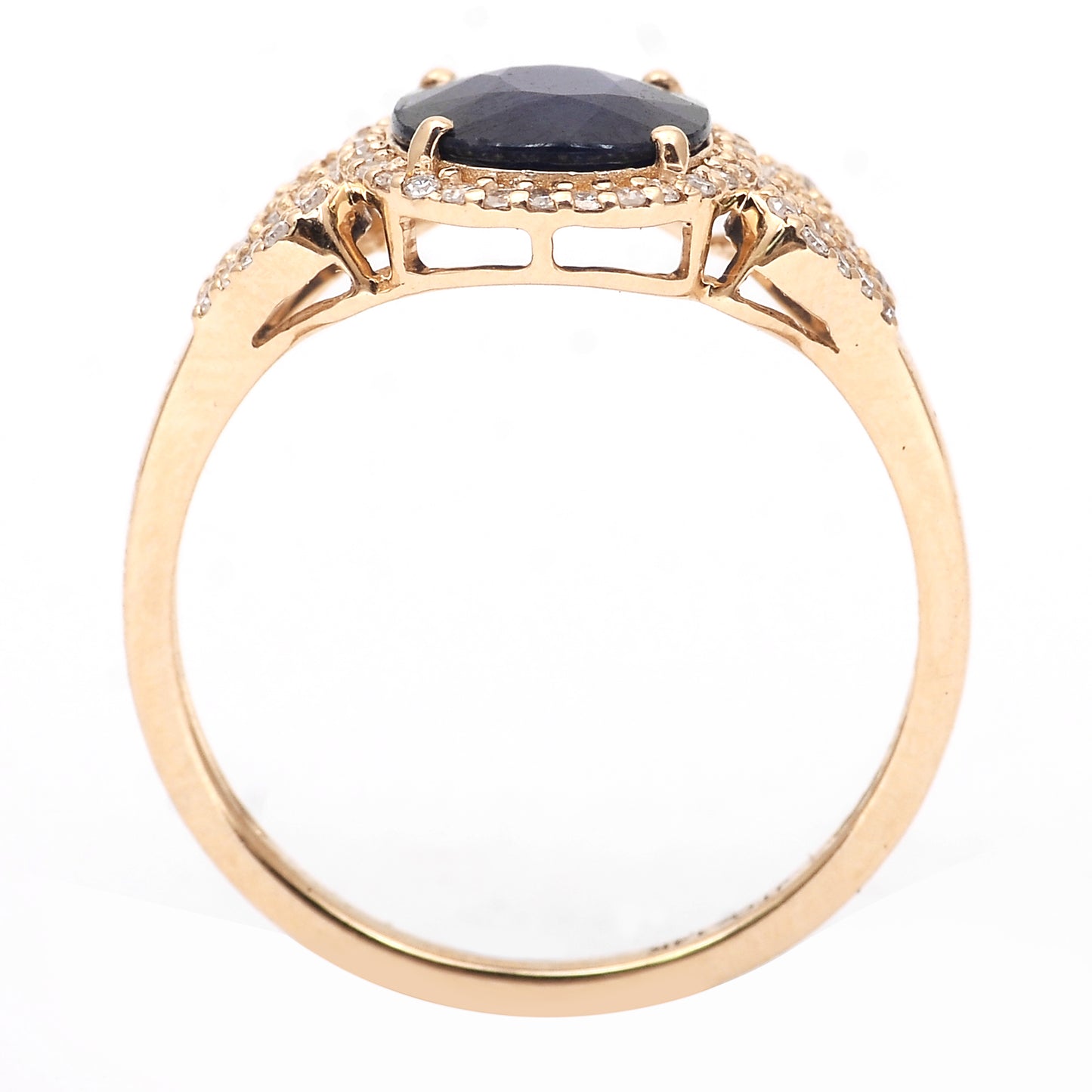 2.00 Ct Cushion Mixed Cut Natural Sapphire 14K Gold Ring