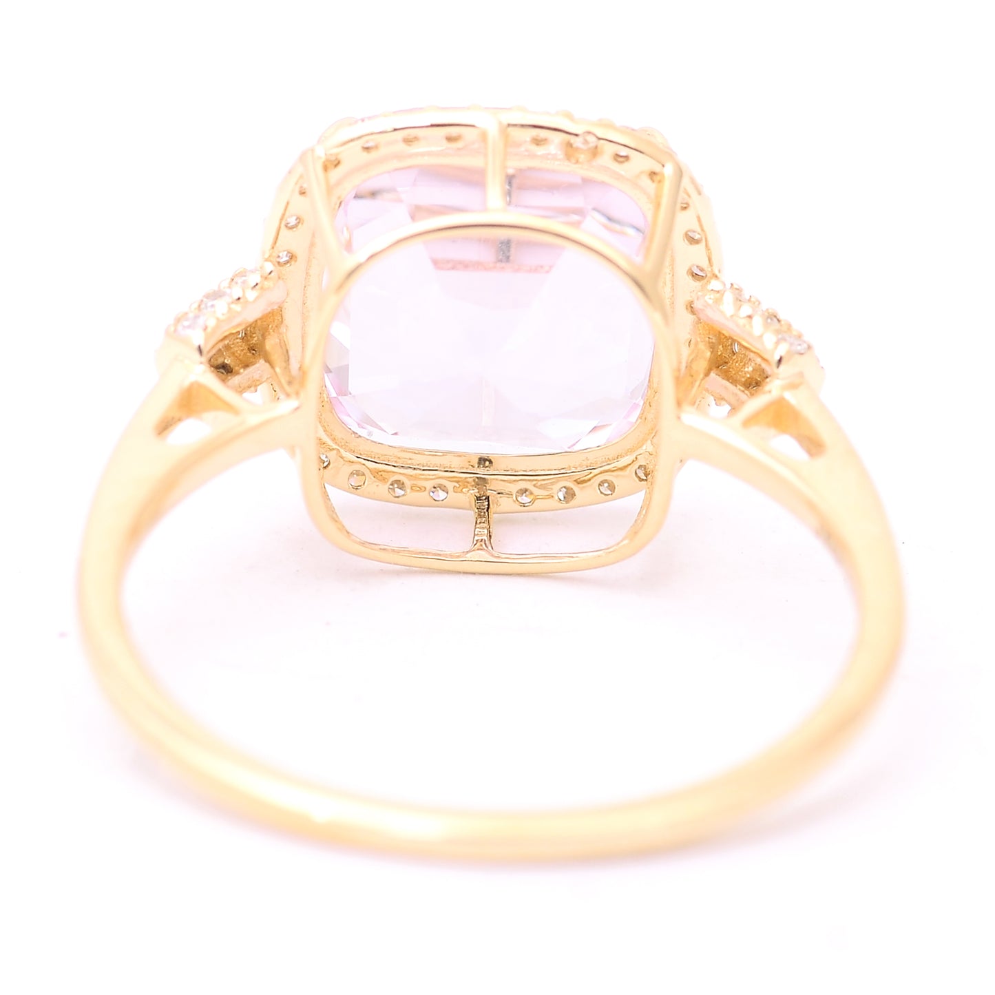 5.01 Ct Cushion Mixed Cut Natural Kunzite 14K Gold Ring