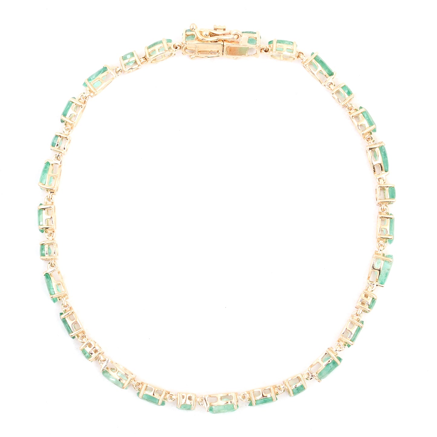 5.35 Ct Oval Emerald 14K Gold Bracelet