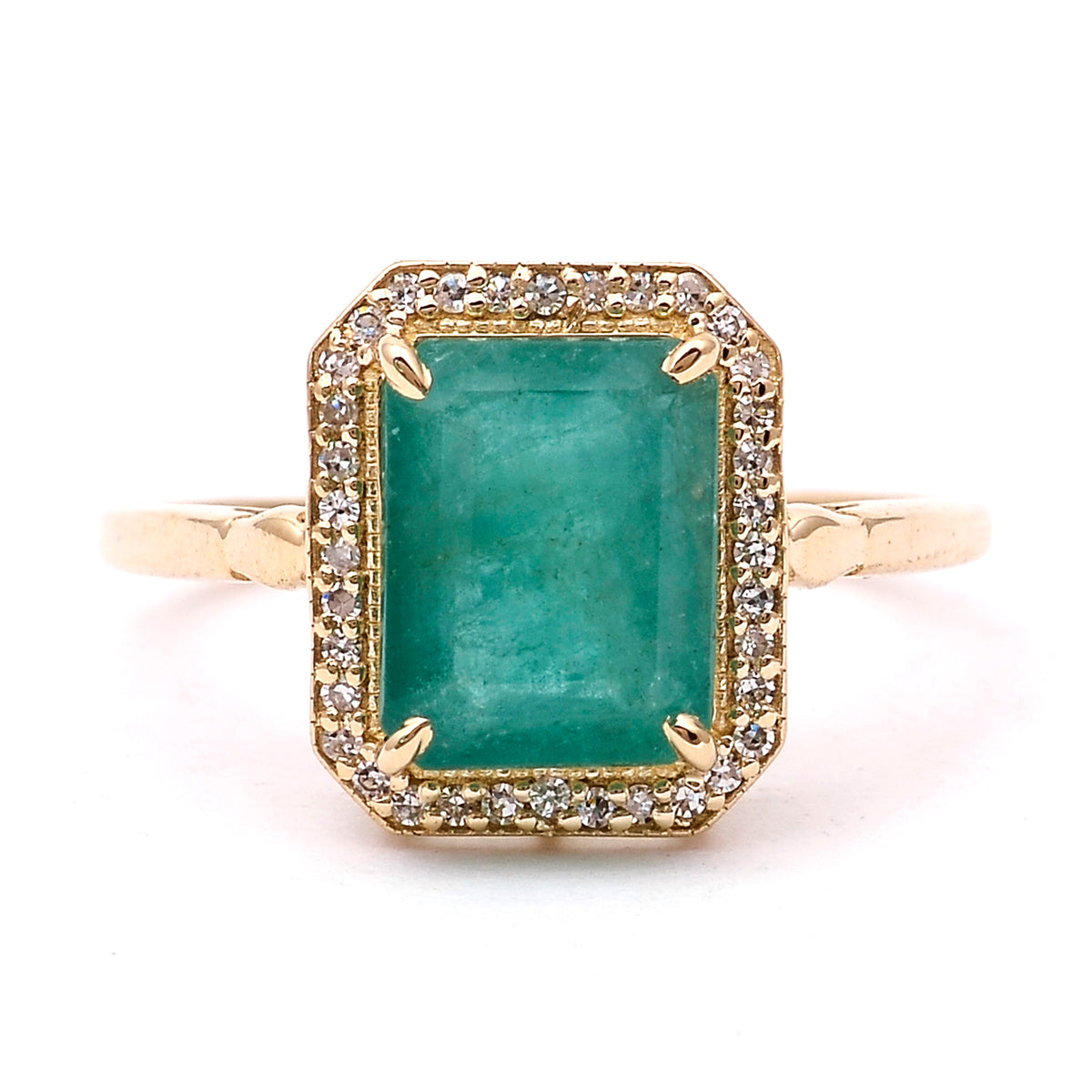 2.72 Ct Octagon Natural Emerald 14K Gold Ring