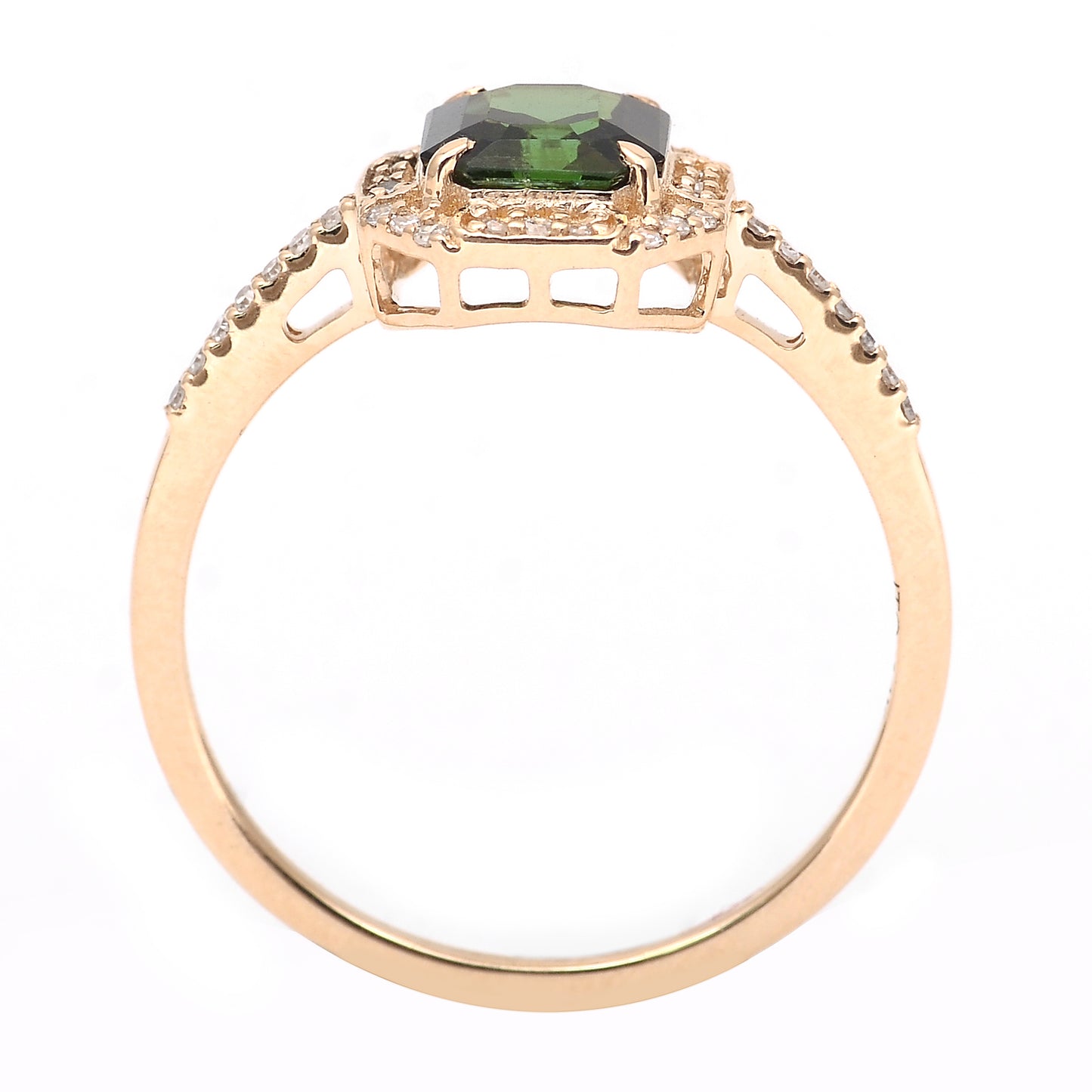 1.19 Ct Octagon Step Cut Natural Tourmaline 14K Gold Ring
