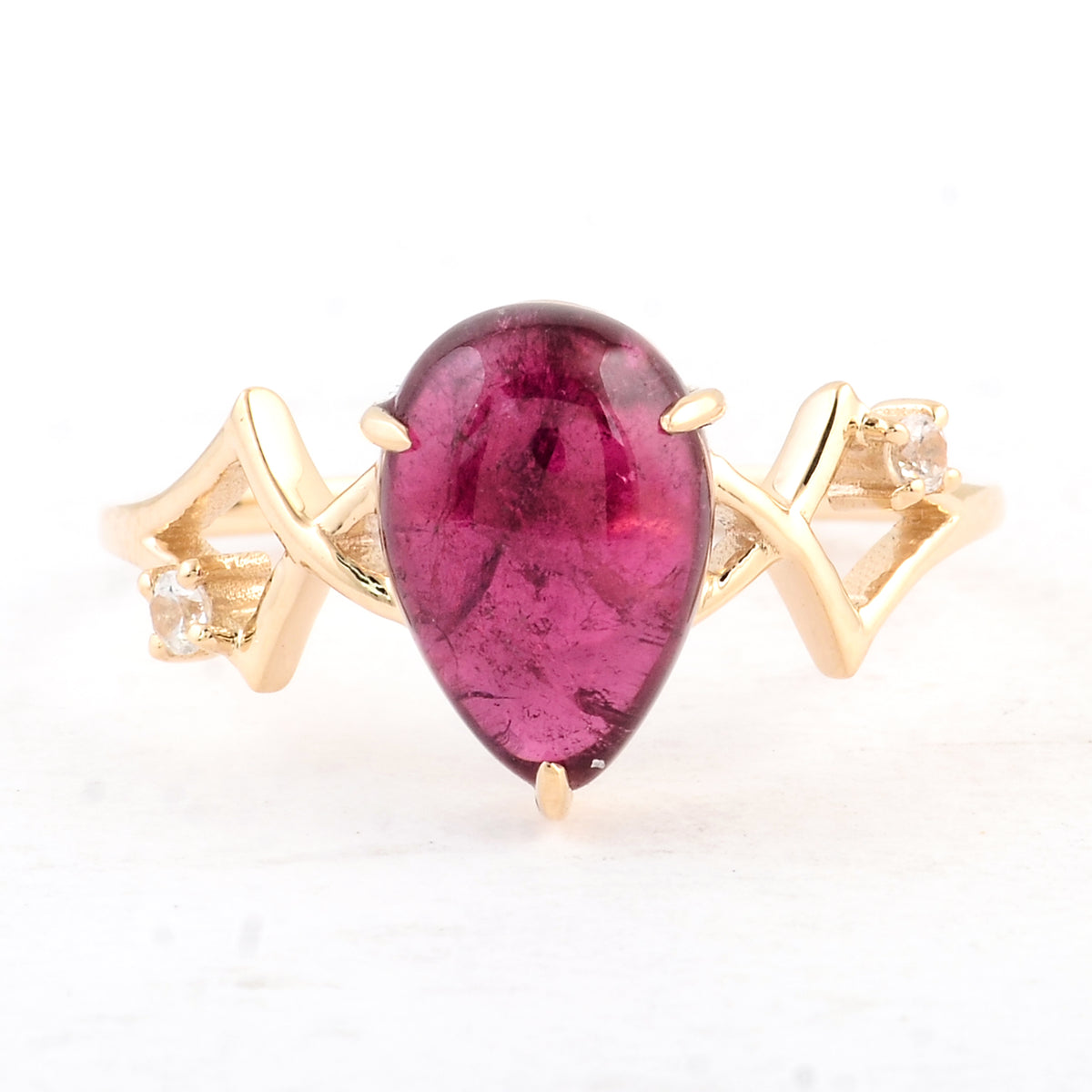 3.14 Ct Pear Tourmaline 14K Gold Ring