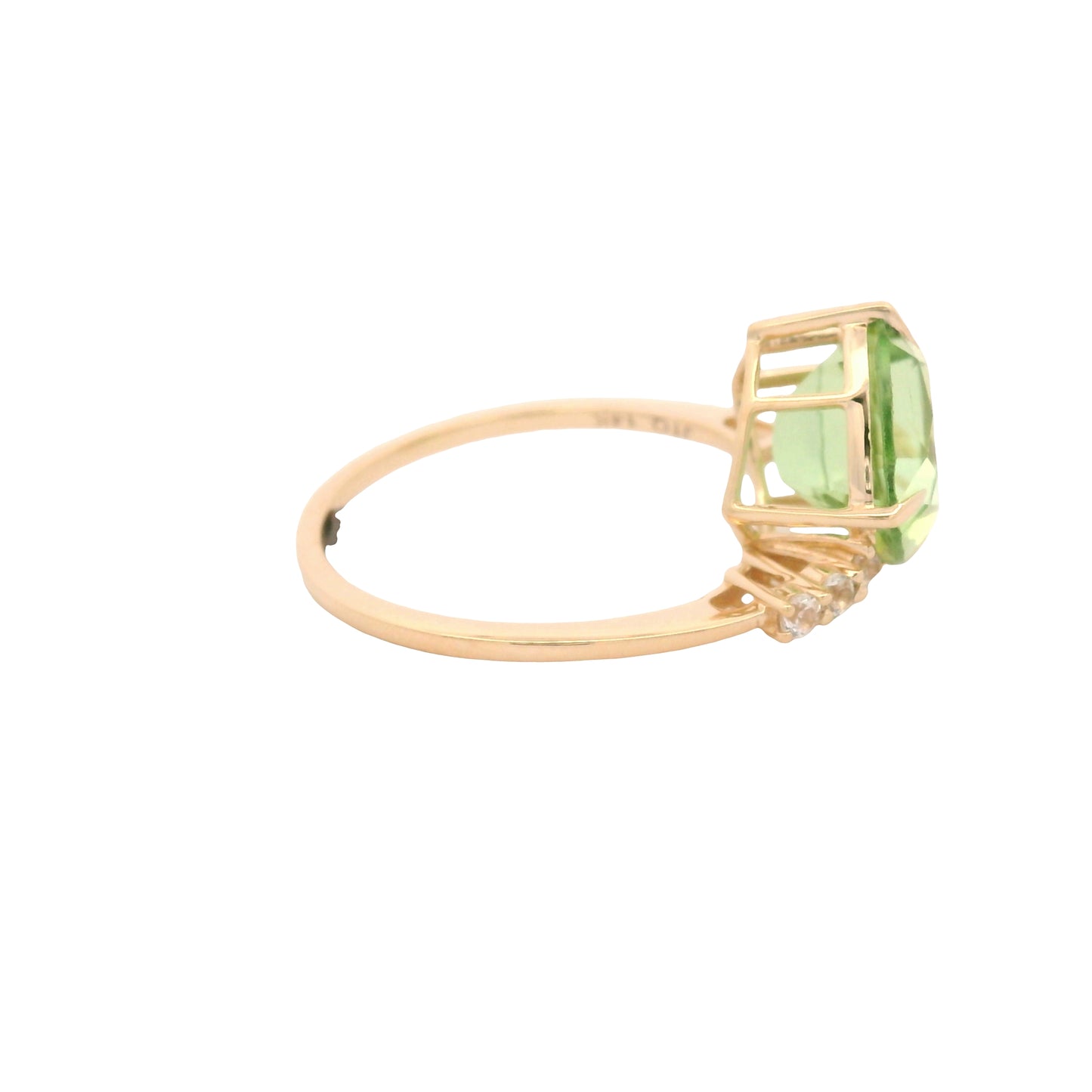 3.55 Ct Cushion Peridot 14K Gold Ring
