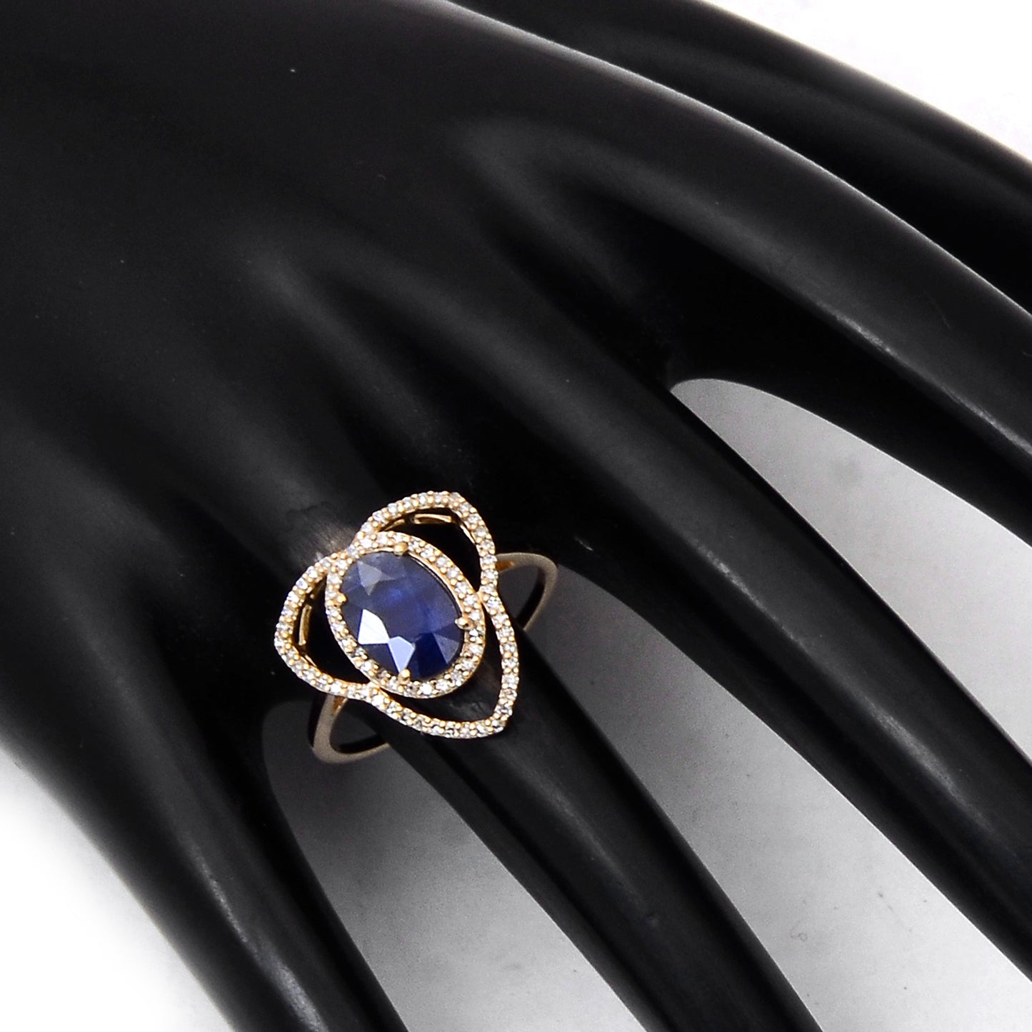 1.35 Ct Oval Mixed Cut Natural Sapphire 14K Gold Ring