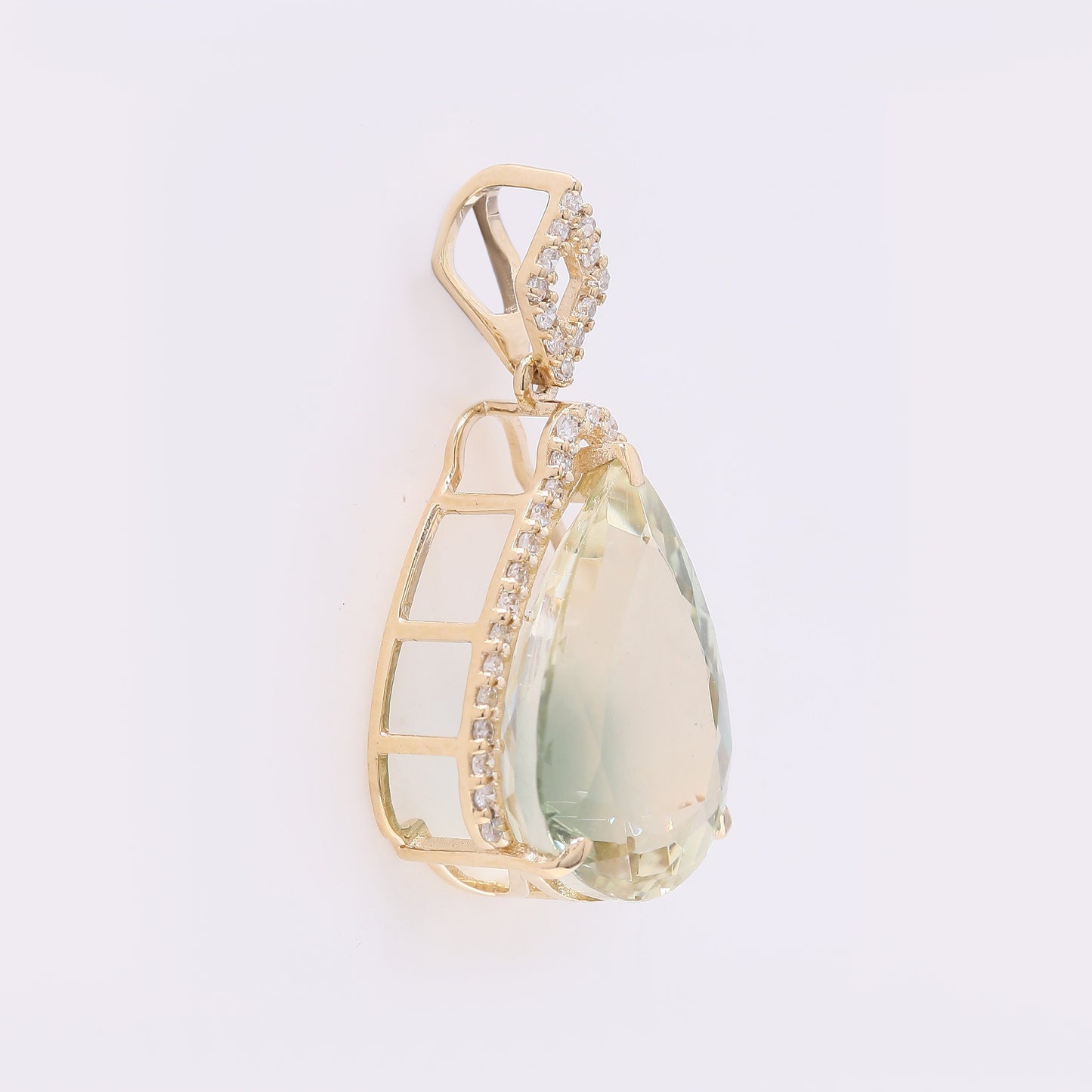 5.23 Ct Pear Mixed Cut Natural Sunstone 14K Gold Pendant
