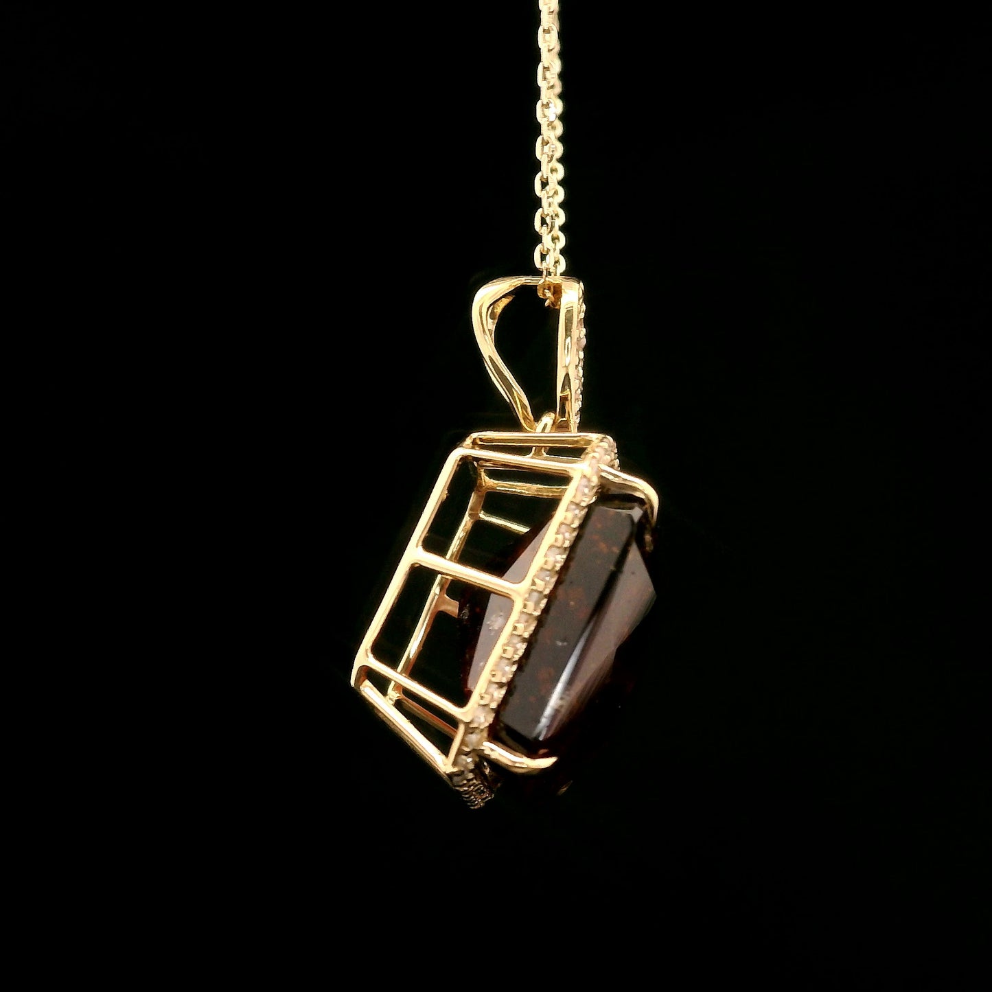 15.86 Ct Octagon Hessonite 14K Gold Pendant