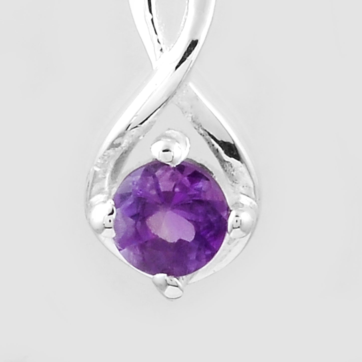 0.14 Ct Round Amethyst, 925 Sterling Silver Pendant
