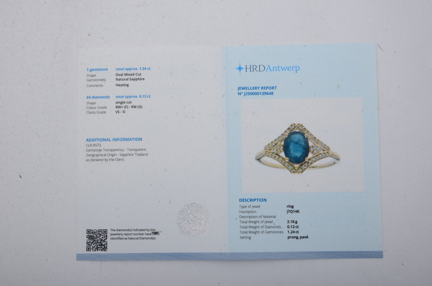 1.36 Ct Oval Mixed Cut Natural Sapphire 14K Gold Ring