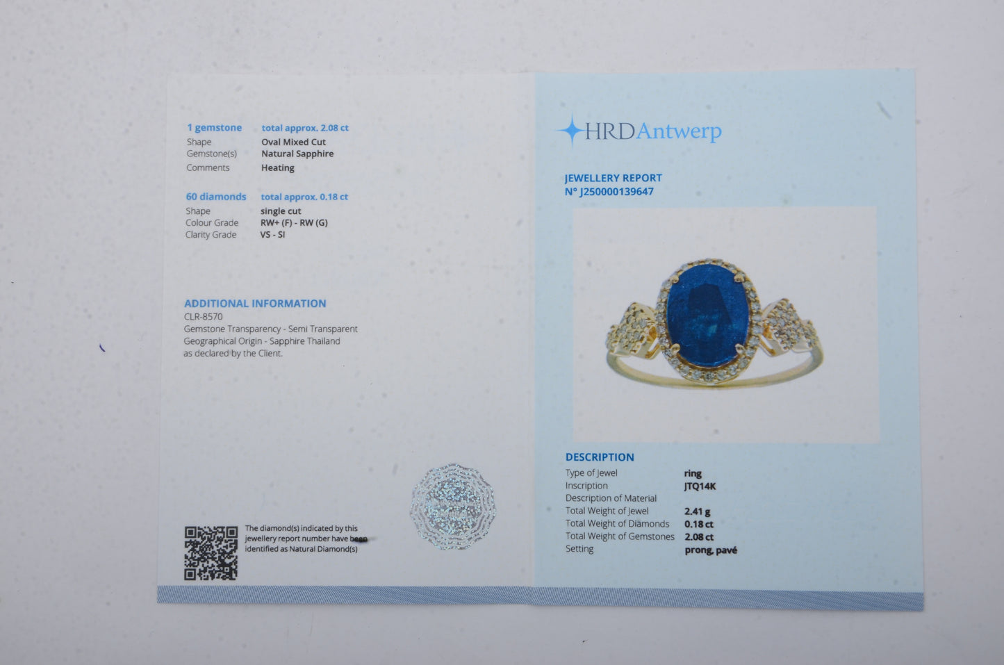 2.26 Ct Oval Mixed Cut Natural Sapphire 14K Gold Ring