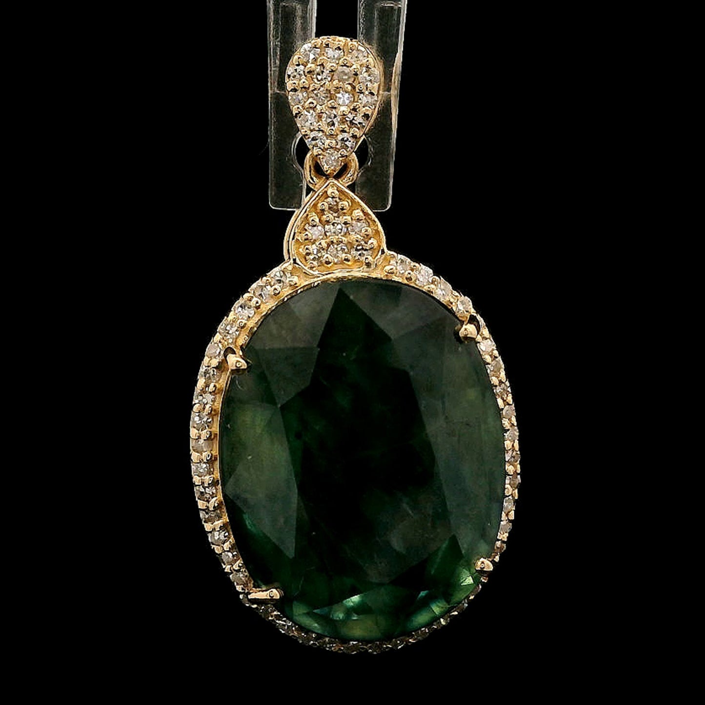 12.36 Ct Oval Mixed Cut Natural Sapphire 14K Gold Pendant