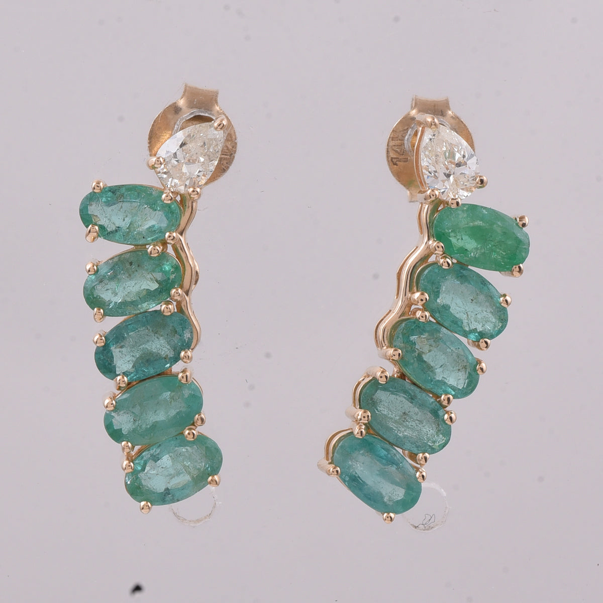 2.45 Ct Oval Natural Emerald 14K Gold Earrings