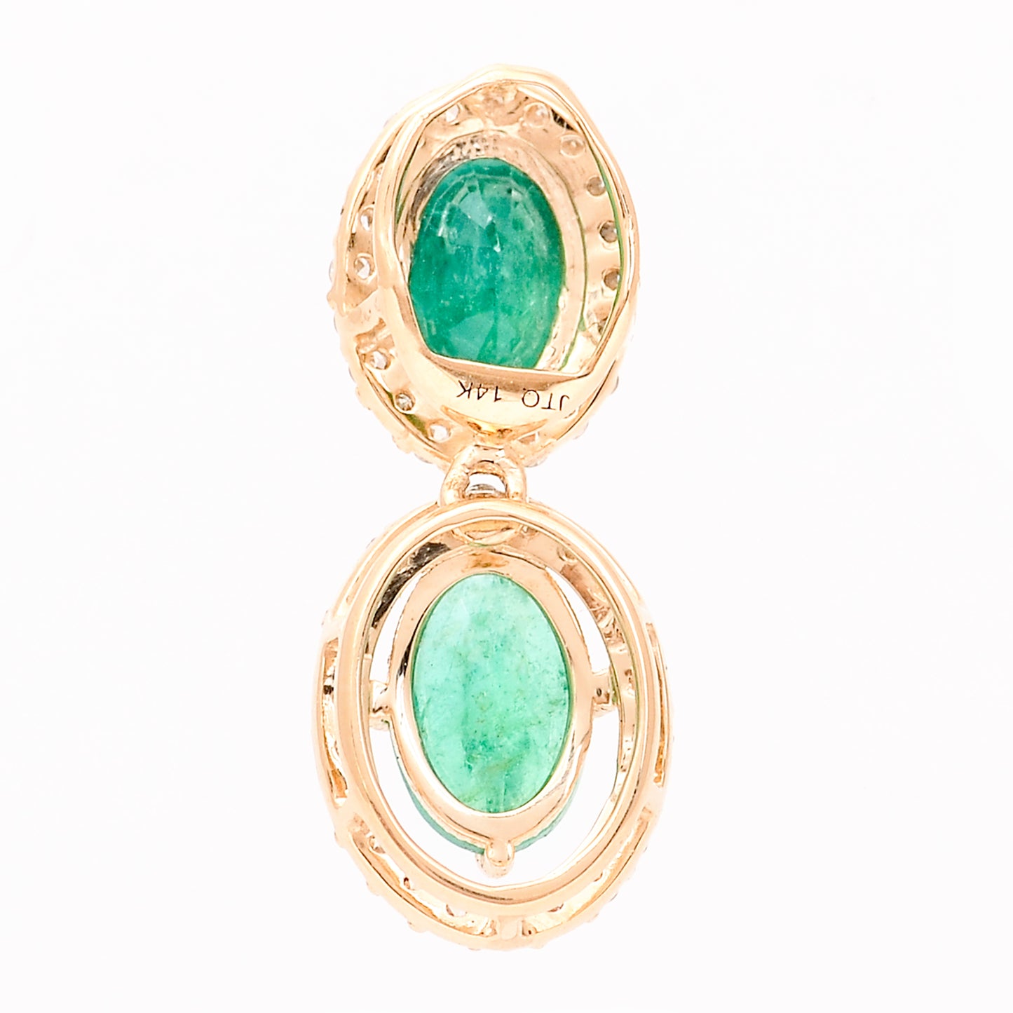 1.07 Ct Oval Mixed Cut Natural Emerald 14K Gold Pendant