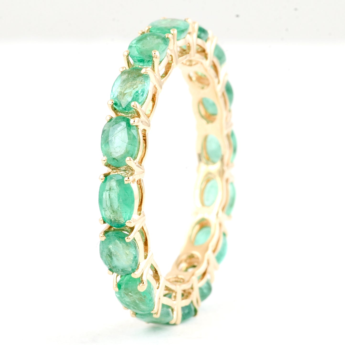 2.4 Carat Oval Mixed Cut Natural Beryl Emerald 14K Gold Ring