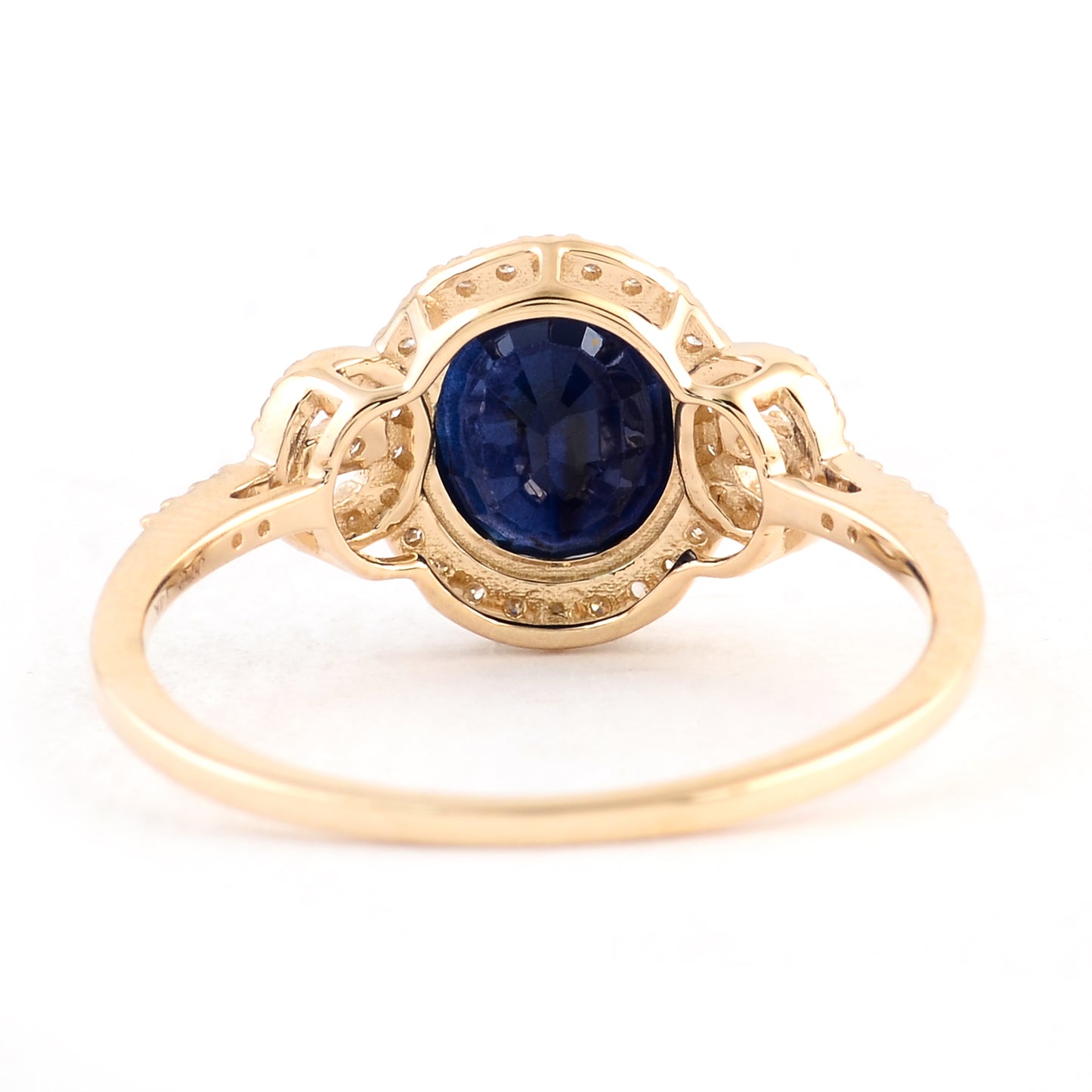 2.02 Ct Oval Mixed Cut Natural Corunum Sapphire 14K Gold Ring