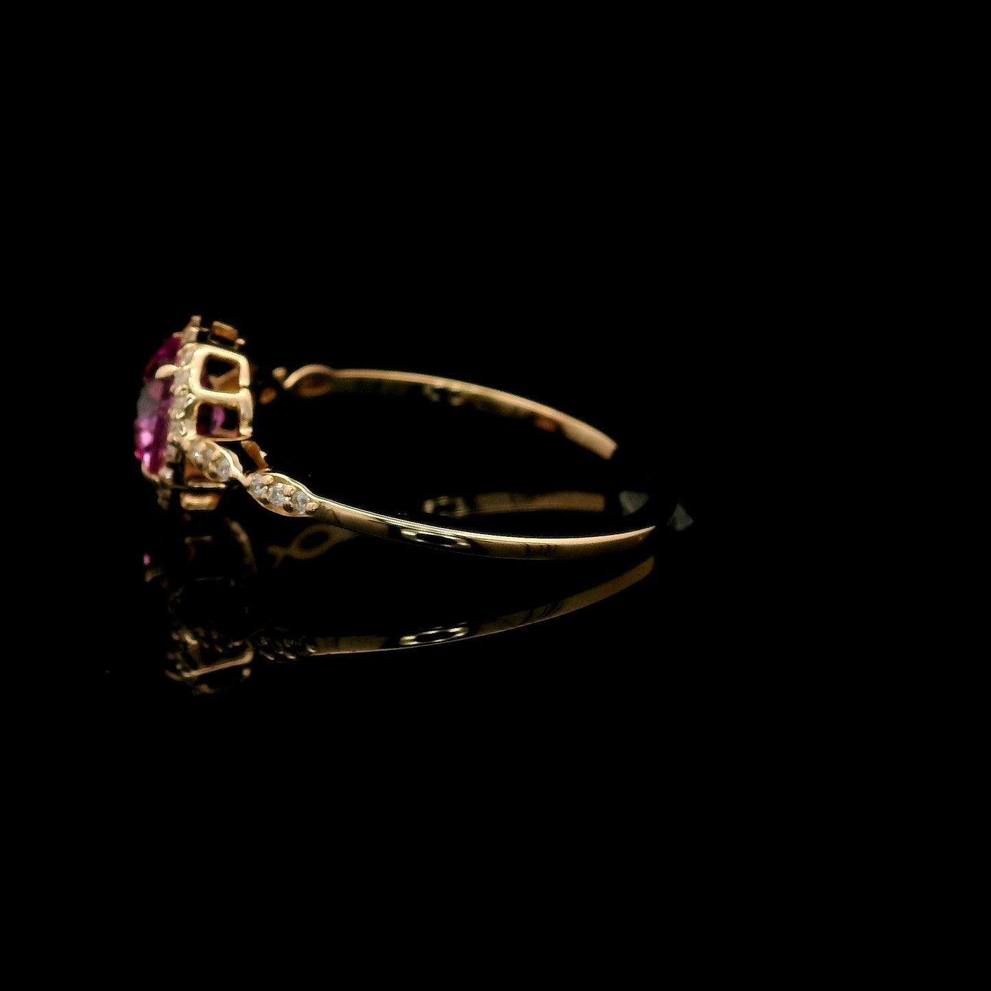 1.23 Ct Round Mixed Cut Lab Grown Pink Sapphire 14K Gold Ring