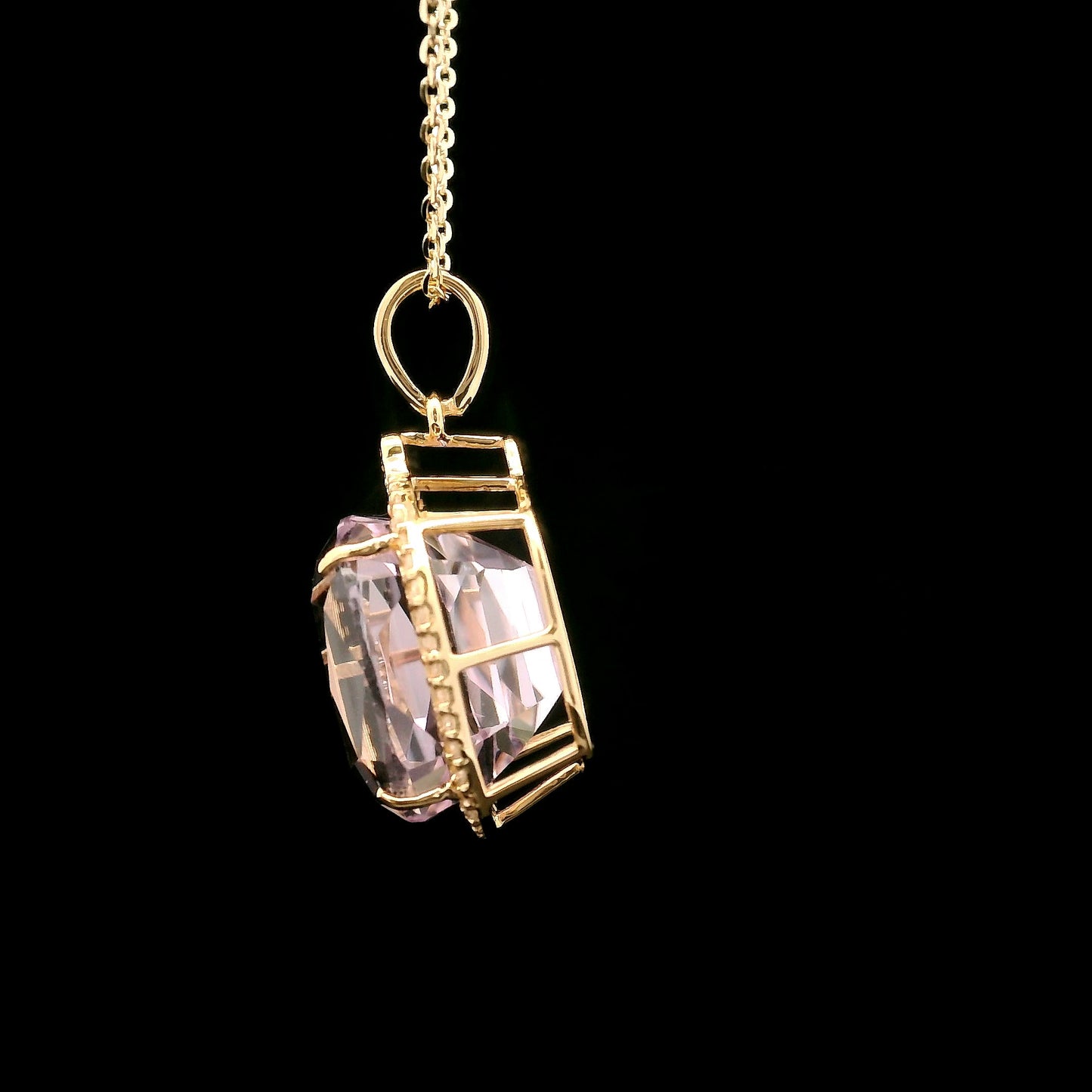 10.16 Ct Cushion Kunzite 14K Gold Pendant