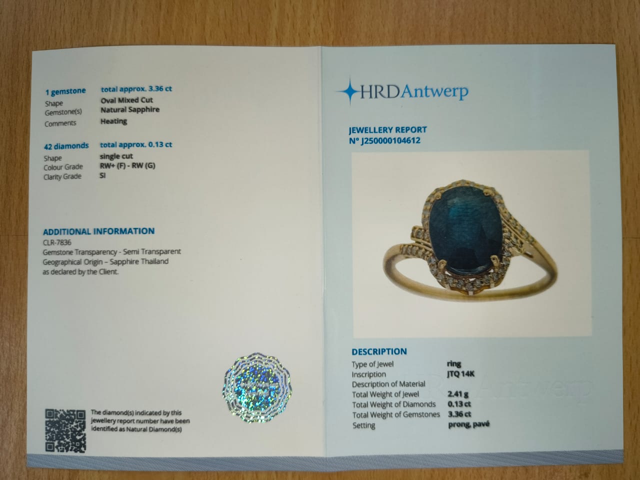 3.49 Ct Oval Mixed Cut Natural Sapphire 14K Gold Ring