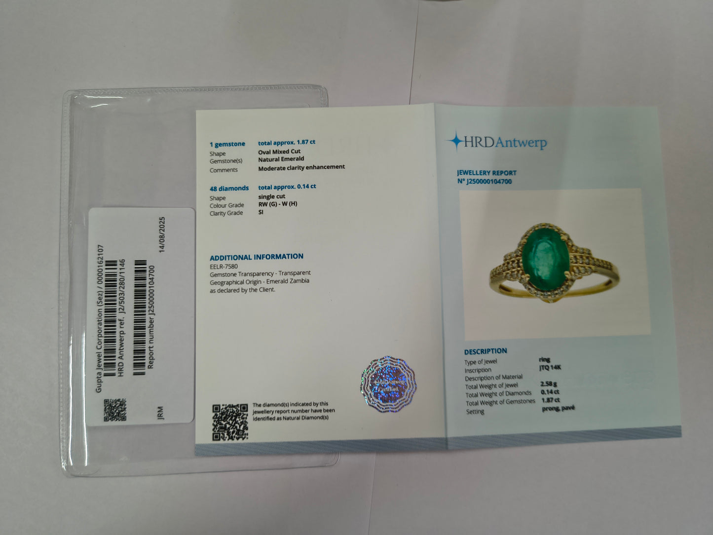 2.01 Ct Oval Mixed Cut Natural Emerald 14K Gold Ring