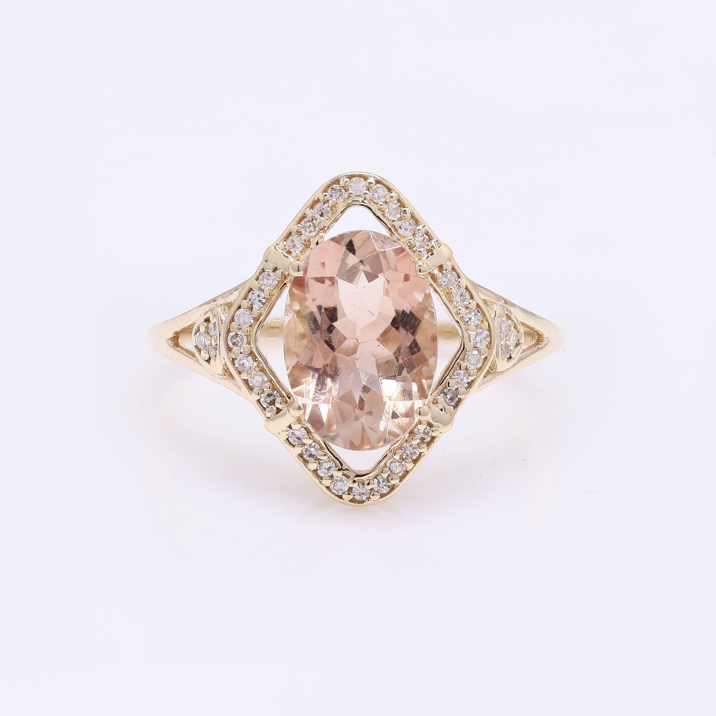 2.19 Ct Oval Mixed Cut Natural Plagioclase Feldspar Sunstone 14K Gold Ring