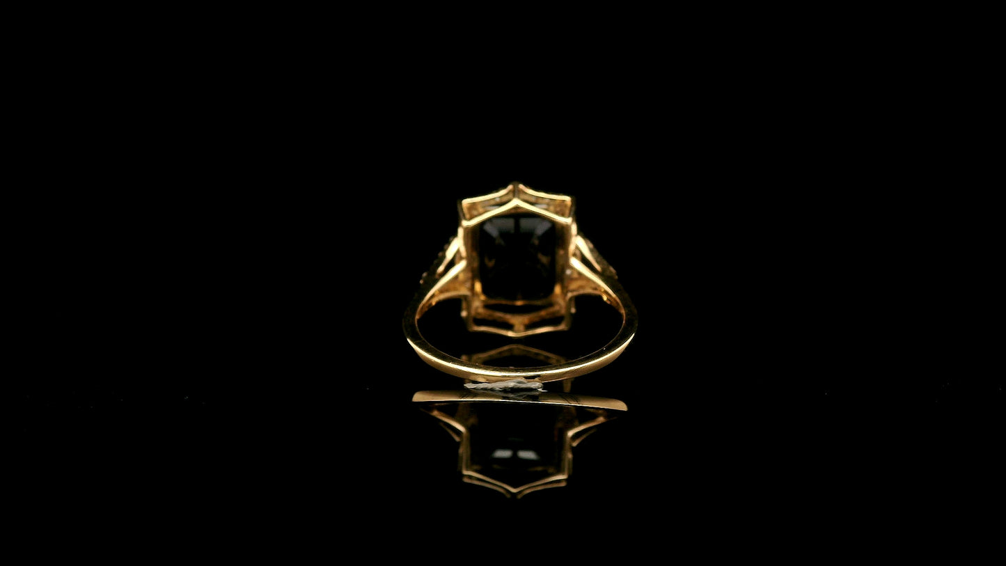 4.08 Ct Octagon Natural Sapphire 14K Gold Ring