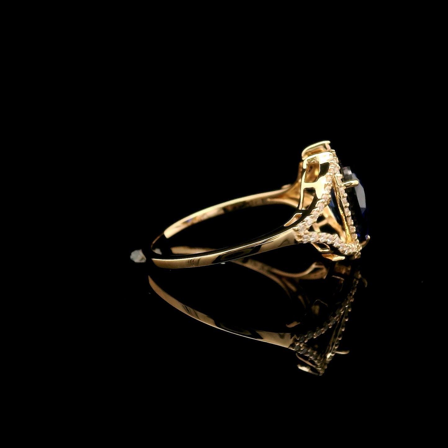 2.15 Ct Pear Mixed Cut Lab Grown Sapphire 14K Gold Ring