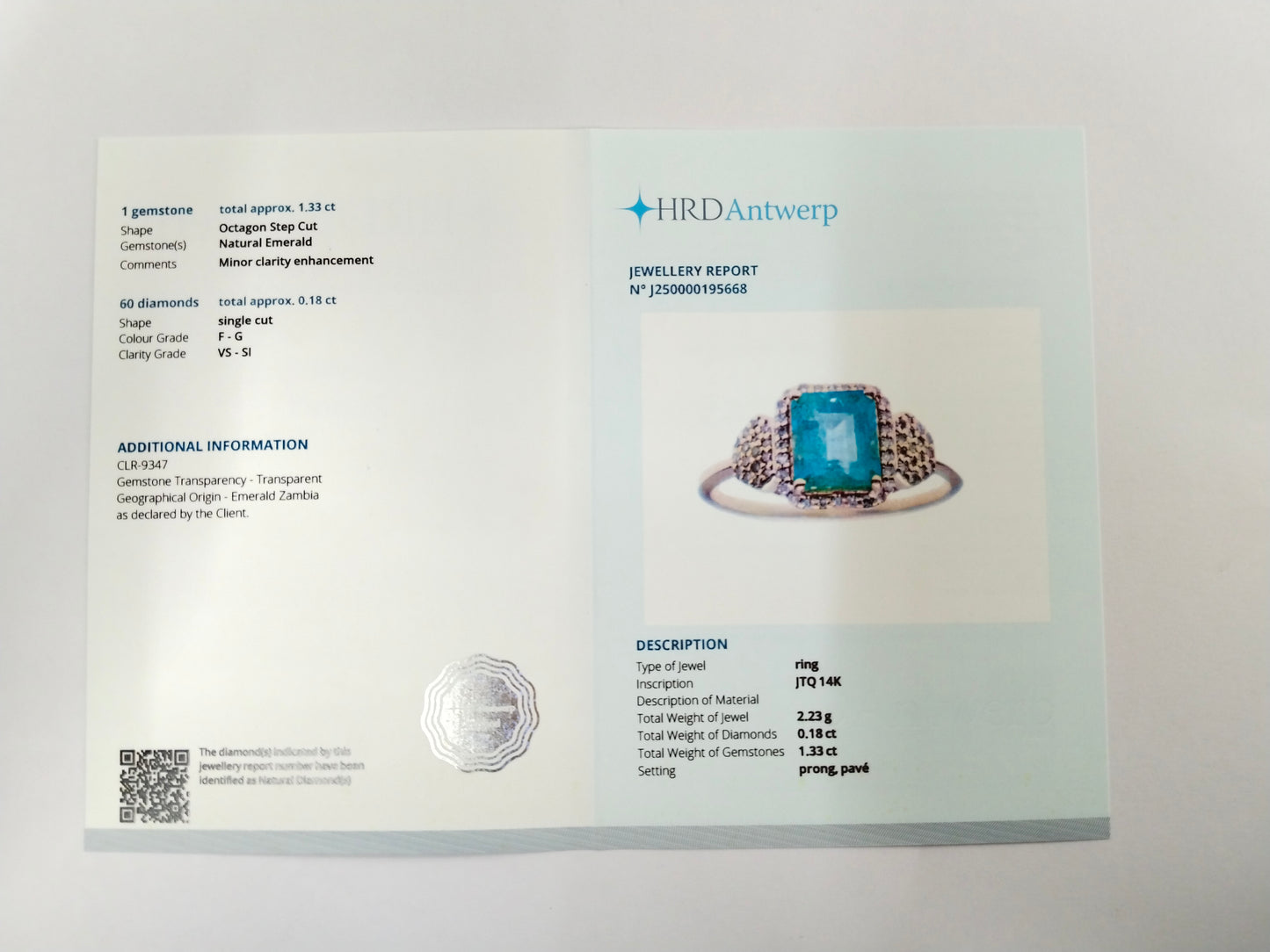 1.51 Ct Octagon Step Cut Natural Emerald 14K Gold Ring