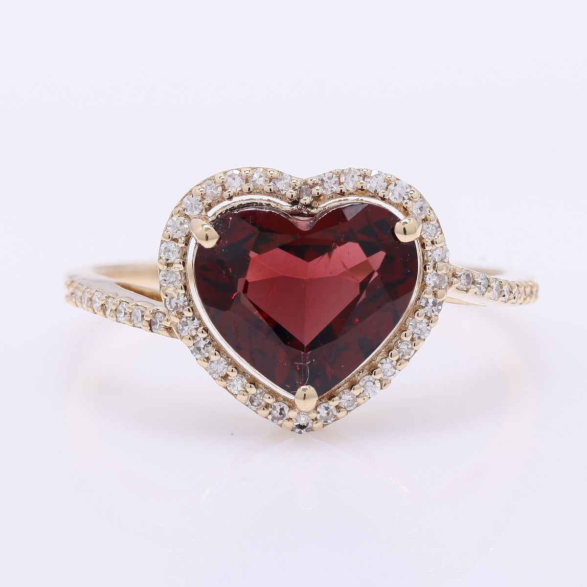 2.30 Ct Heart Mixed Cut Natural Garnet 14K Gold Ring