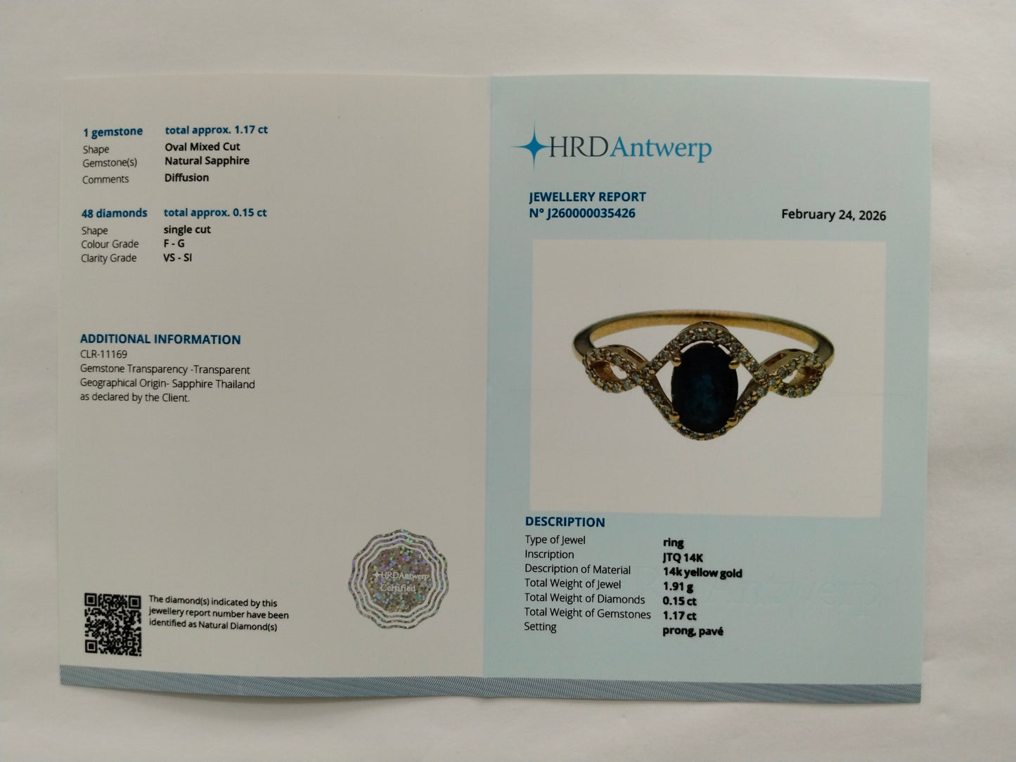 1.32 Ct Oval Mixed Cut Natural Sapphire 14K Gold Ring