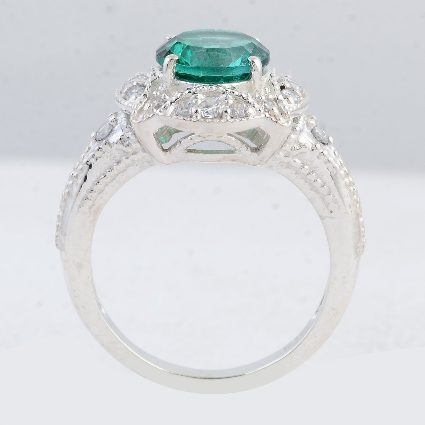 2.95 Ct Round Green Topaz 925 Sterling Silver Ring