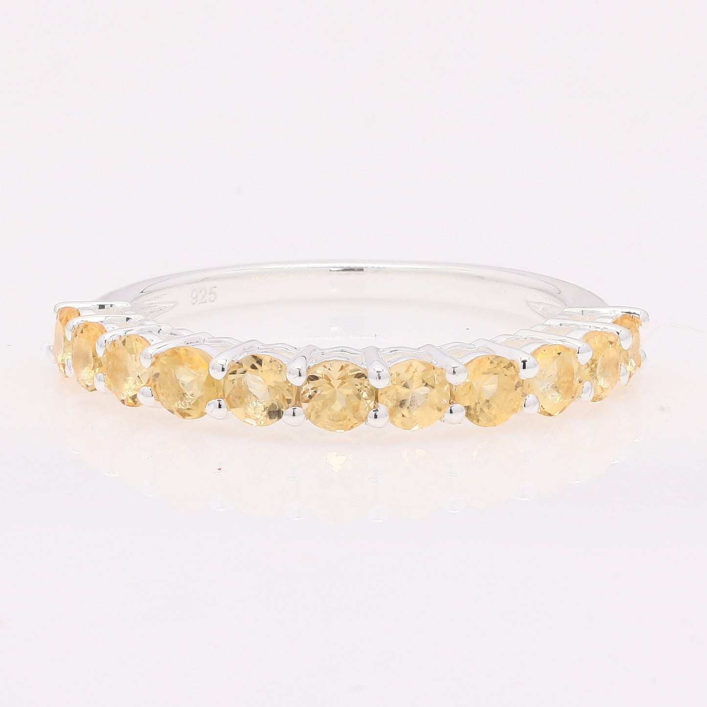 1.18 Ct Round Citrine 925 Silver Ring