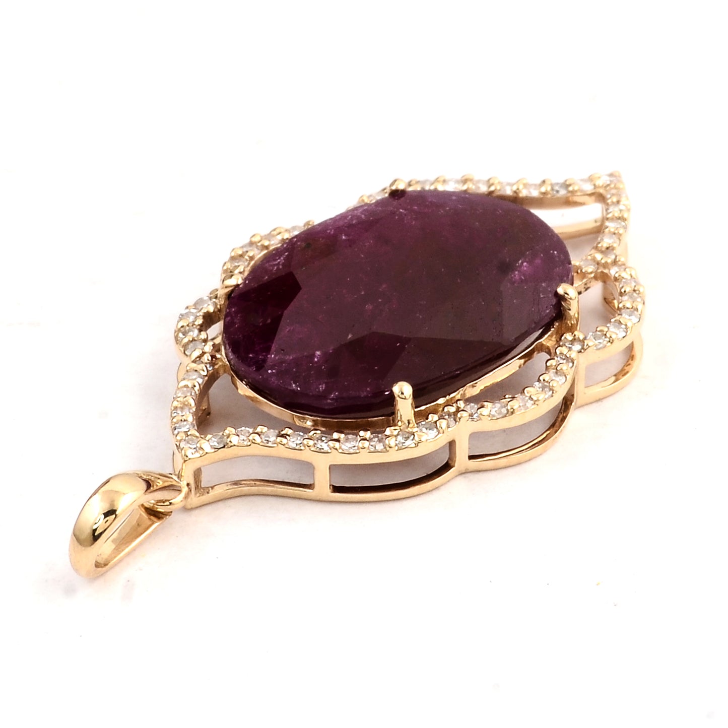 6.69 Ct Oval Mixed Cut Natural Corundum Ruby 14K Gold Pendant